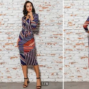 Multi Striped Midi Dress